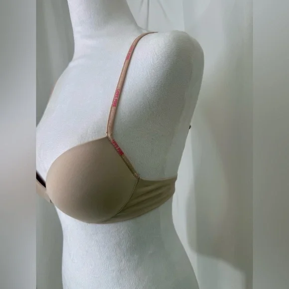 PINK Victoria’s Secret Vintage Super Push Up Bra In Nude Size 34A - Picture 4 of 11